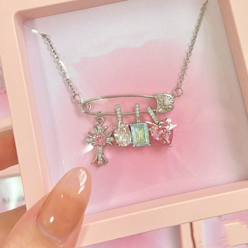 Cute Modern Style Paper Clip Copper Zircon Irregular Plating Pendant Necklace Chain