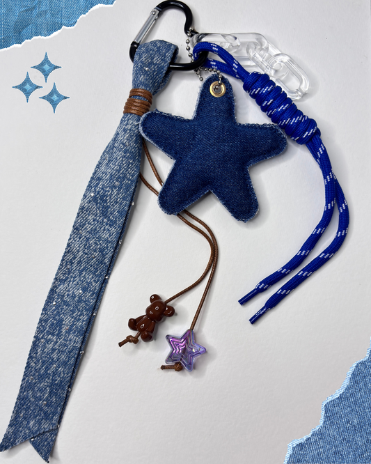 Creative Denim Style Woven Lanyard  Charm— Five-pointed star