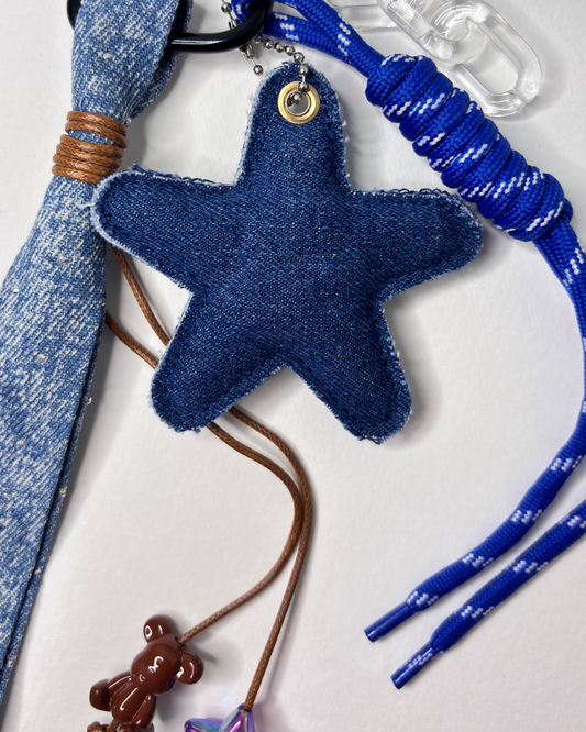 Creative Denim Style Woven Lanyard  Charm— Five-pointed star