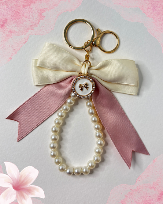 Float & Flutter — Double Pearl Chain - Pink/Beige