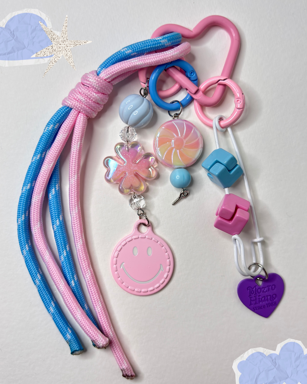 Bubble Sugar Rush — Sweet Beaded Bag Charm - Blue/Pink