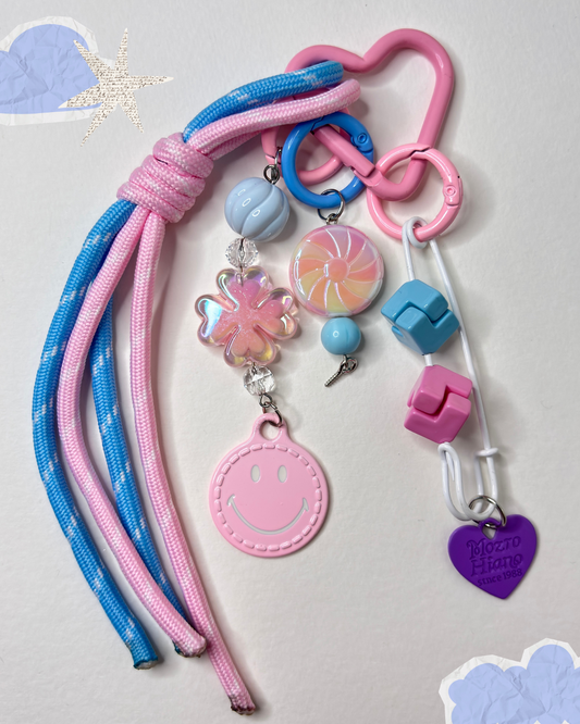 Bubble Sugar Rush — Sweet Beaded Bag Charm - Blue/Pink