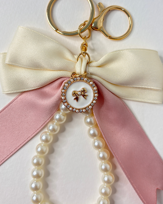 Float & Flutter — Double Pearl Chain - Pink/Beige